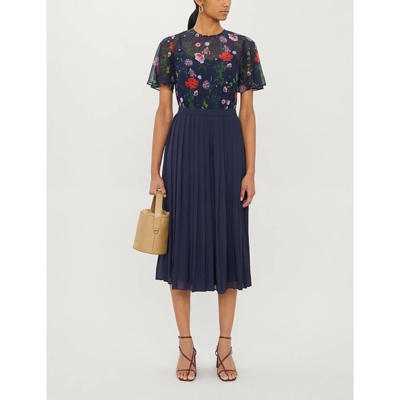 Ted Baker Pants - Ted Baker Womens Size 1 US 2 Misty Pleated Culotte Jumpsuit Blue Floral